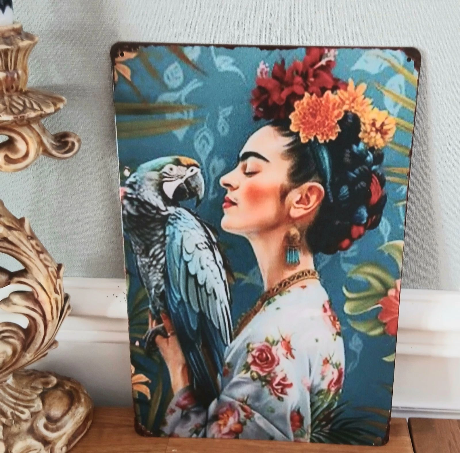 Plaque métal Illustration Frida Kahlo 